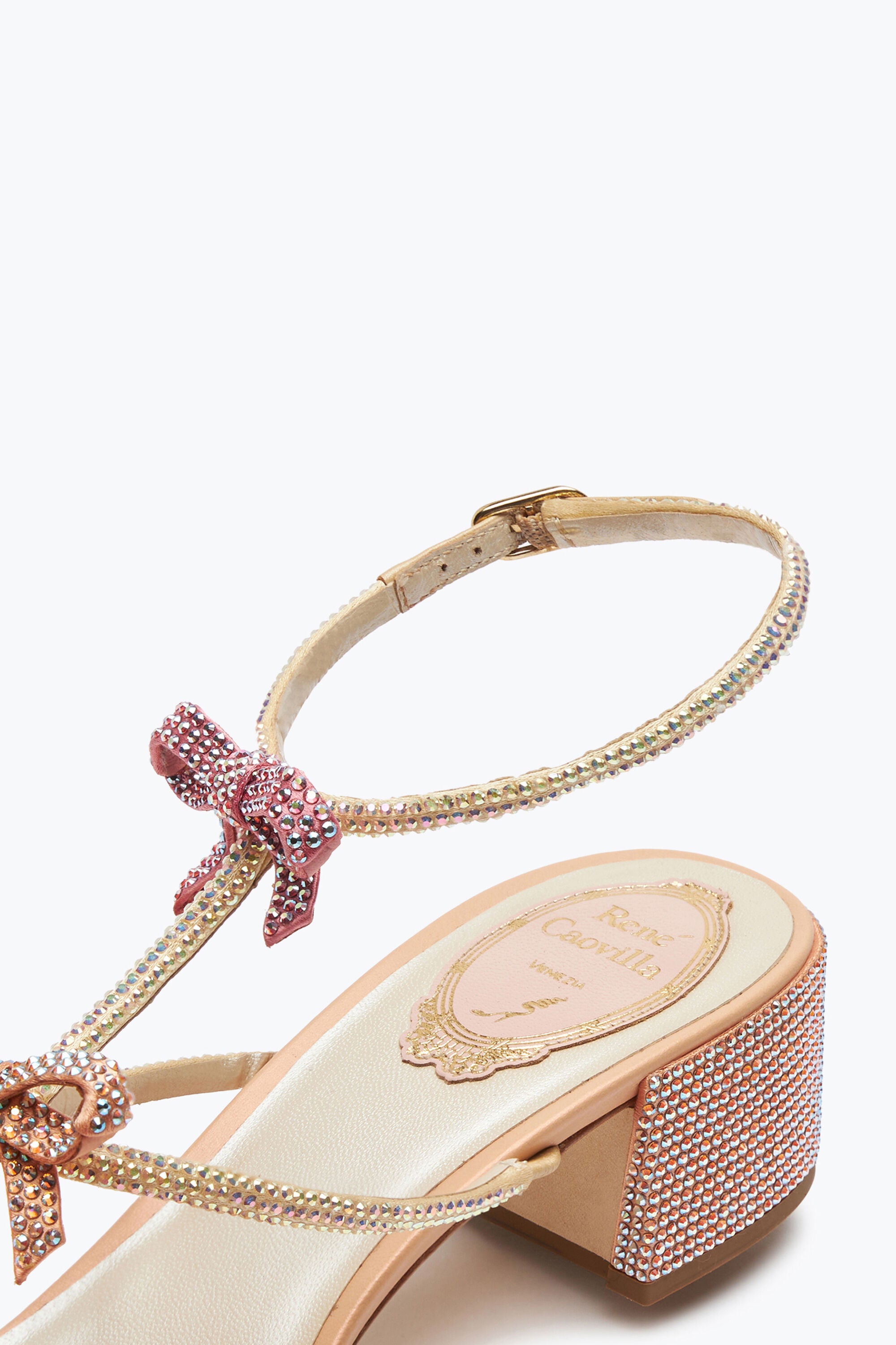 CATERINA PEACH SANDAL WITH MULTICOLOR CRYSTALS