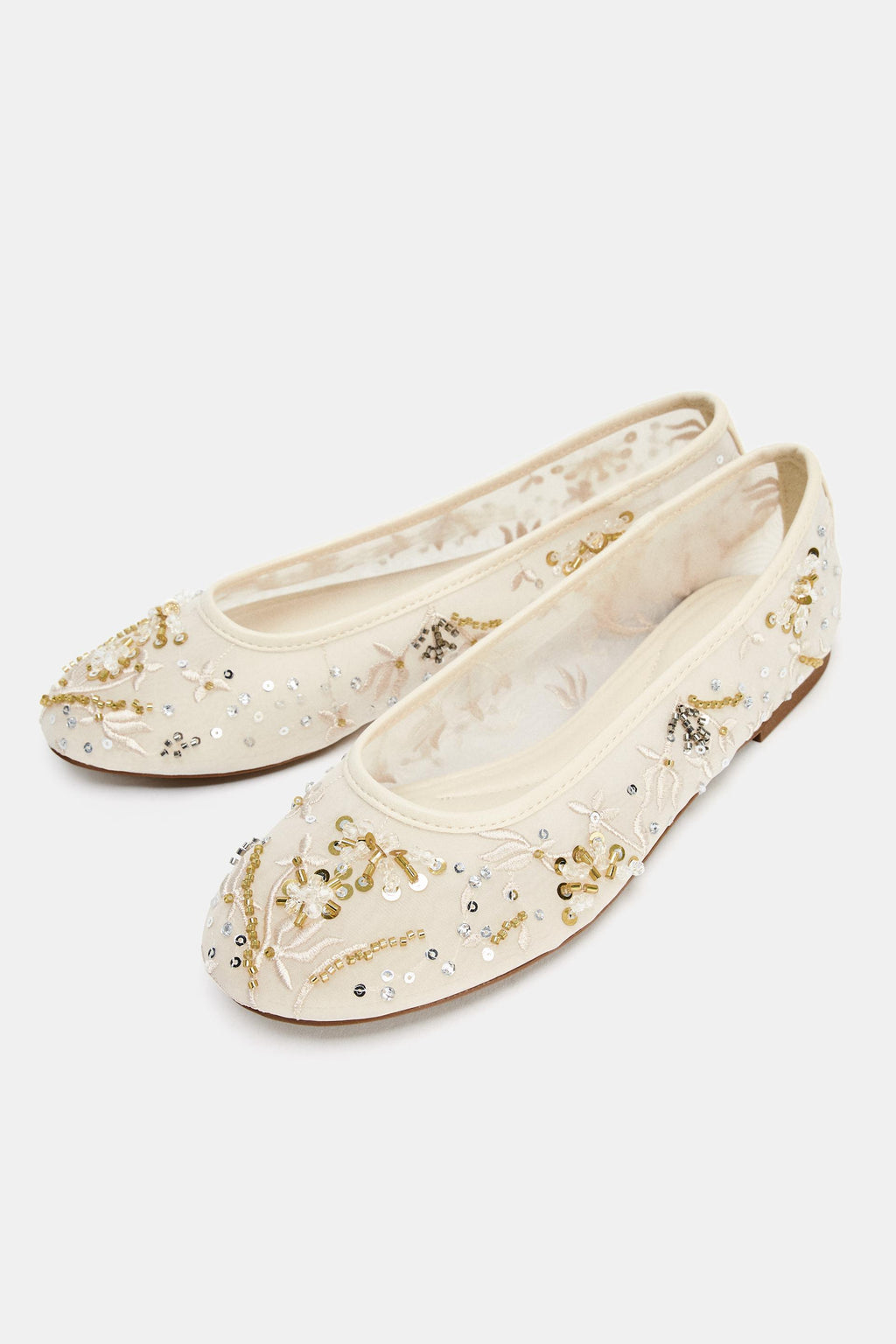 FLAT BALLET SHOES WITH SPARKLE DETAIL