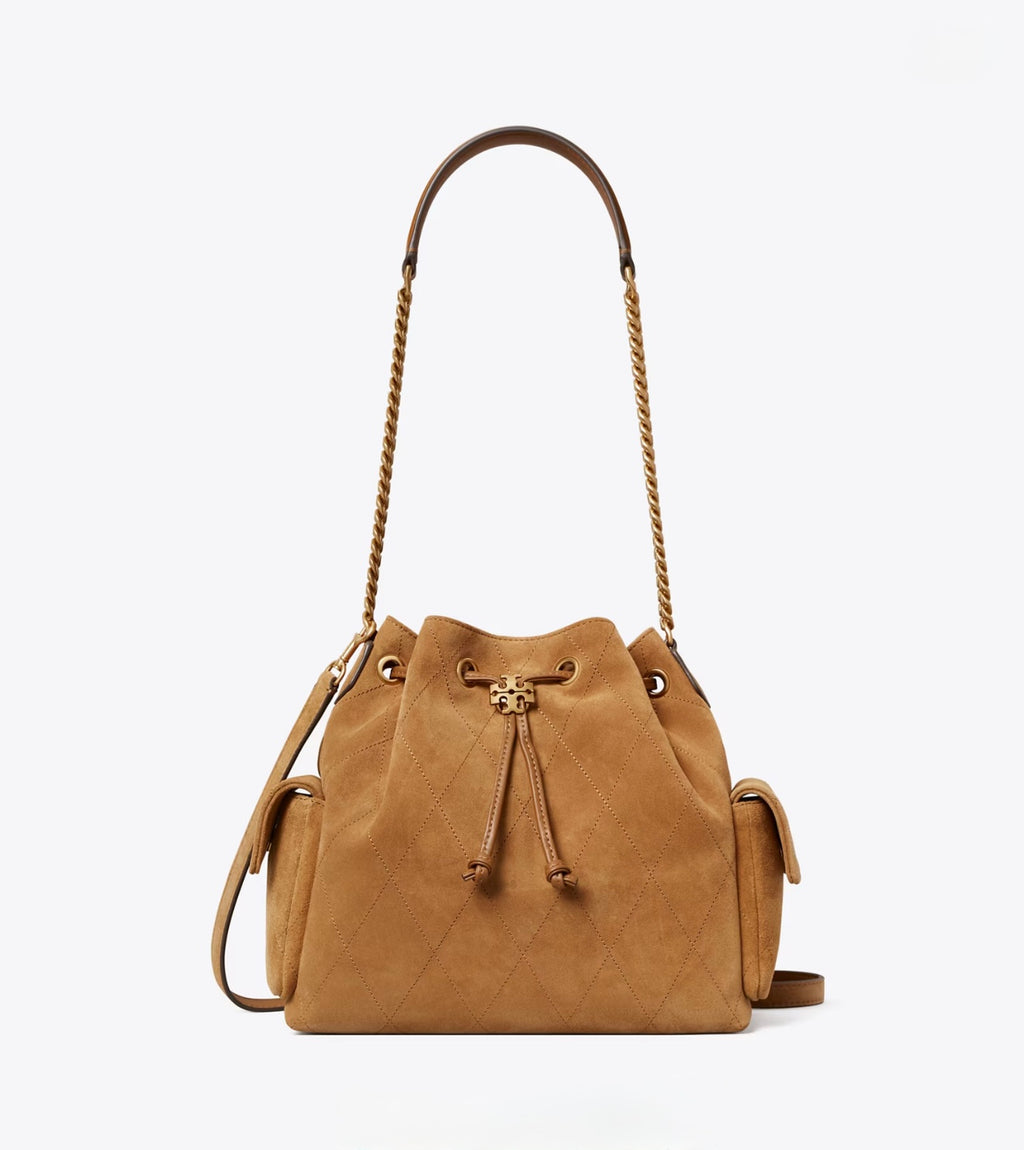 CHARLIE QUILTED DENIM DRAWSTRING SHOULDER BAG