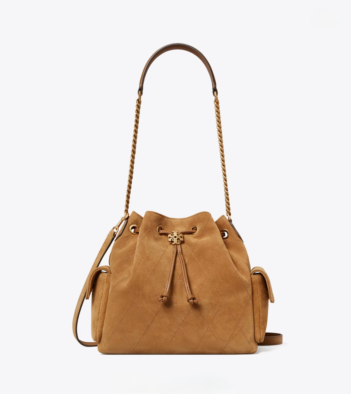 CHARLIE QUILTED DENIM DRAWSTRING SHOULDER BAG