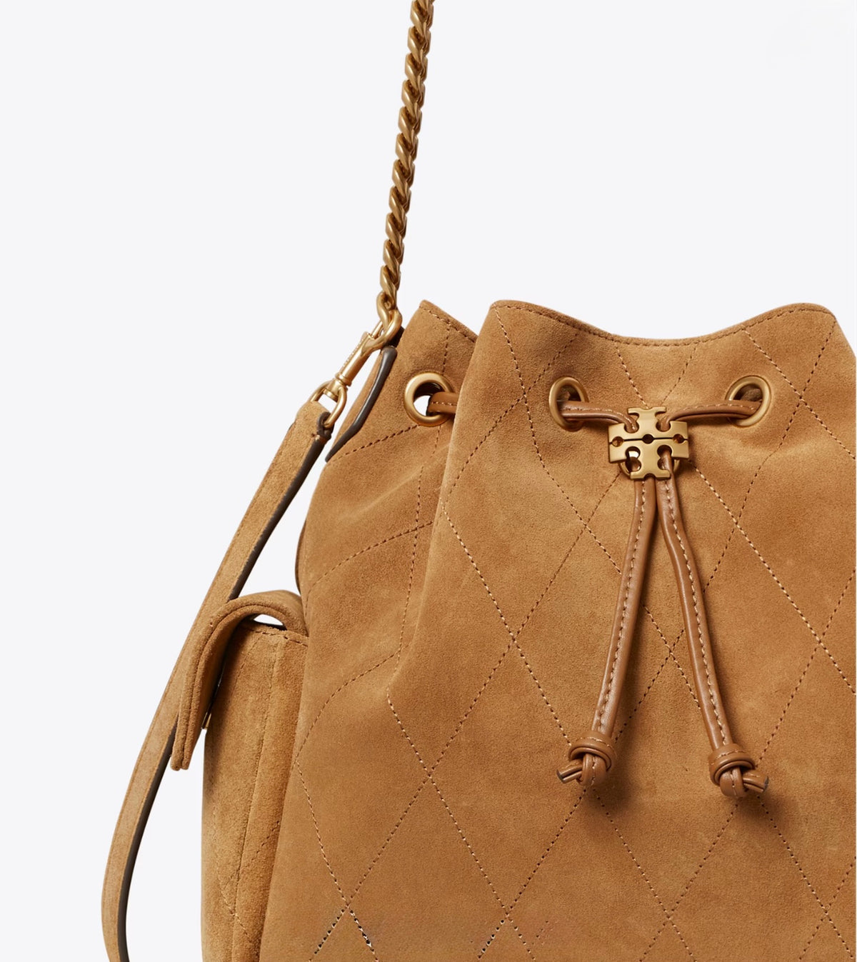 CHARLIE QUILTED DENIM DRAWSTRING SHOULDER BAG