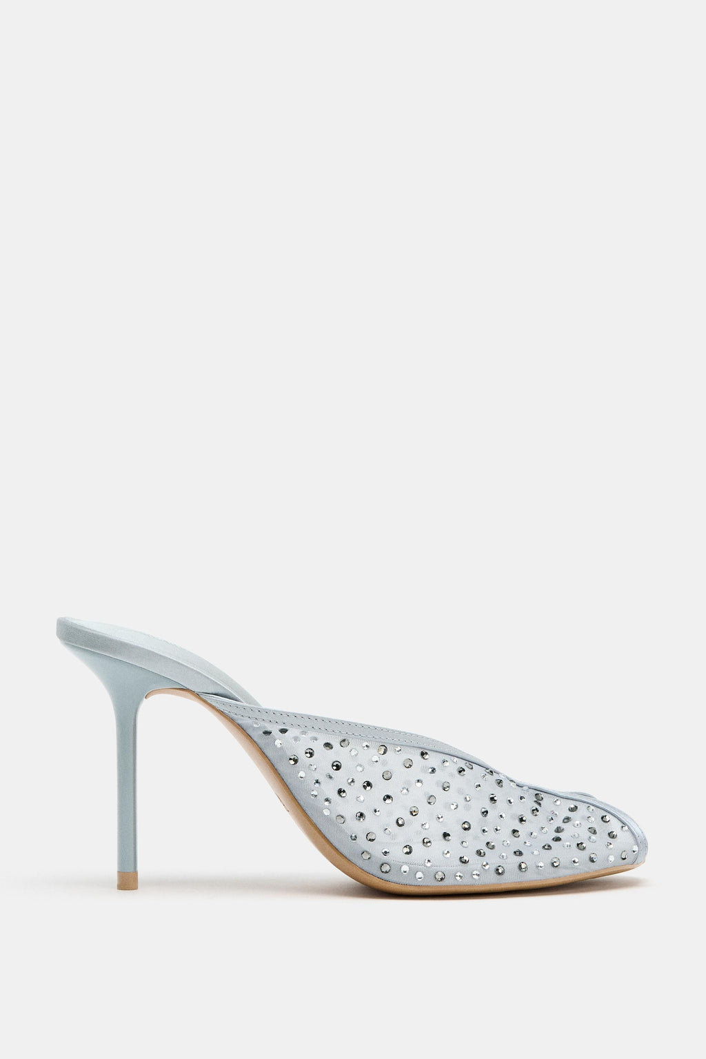 MESH HEEL SANDALS WITH SHINNY DETAIL