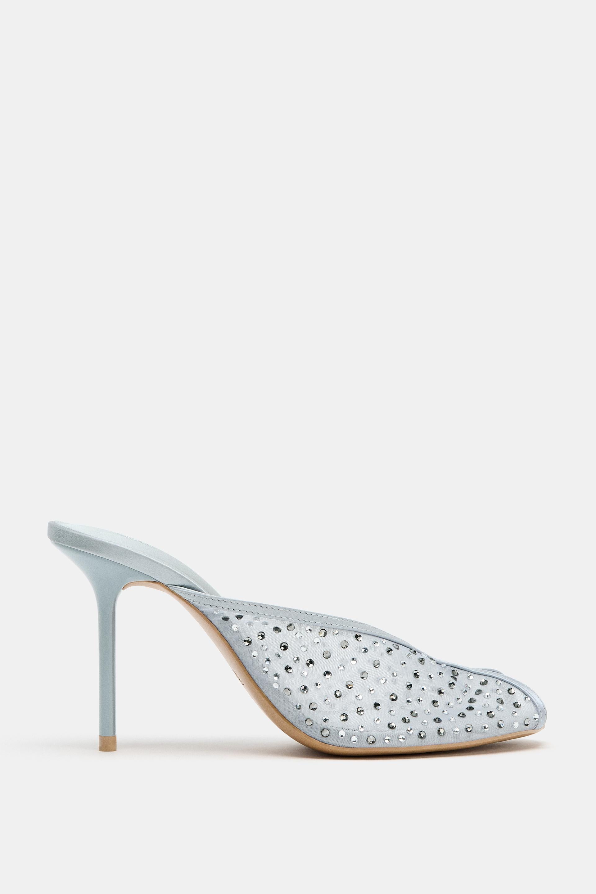 MESH HEEL SANDALS WITH SHINNY DETAIL