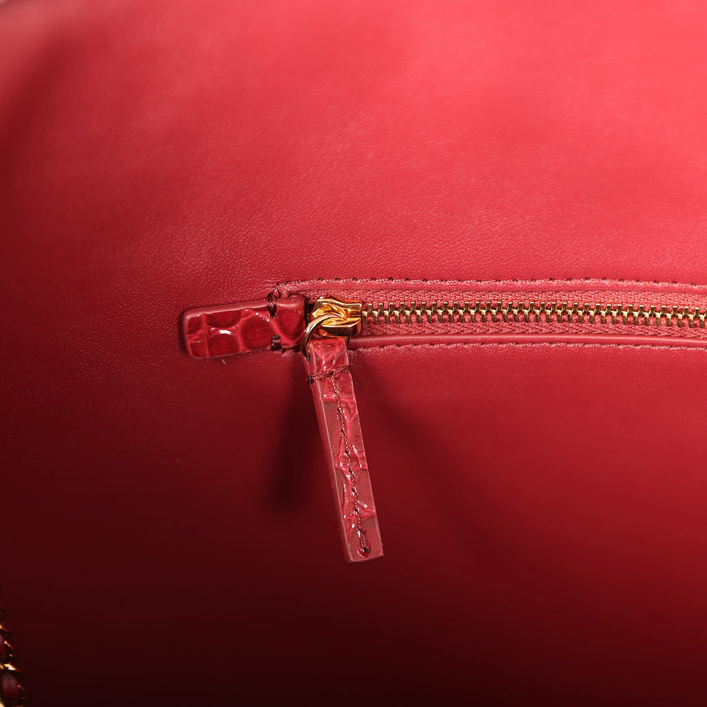 Chanel Large tote Shopping Bag Burgundy Crocodile Embossed