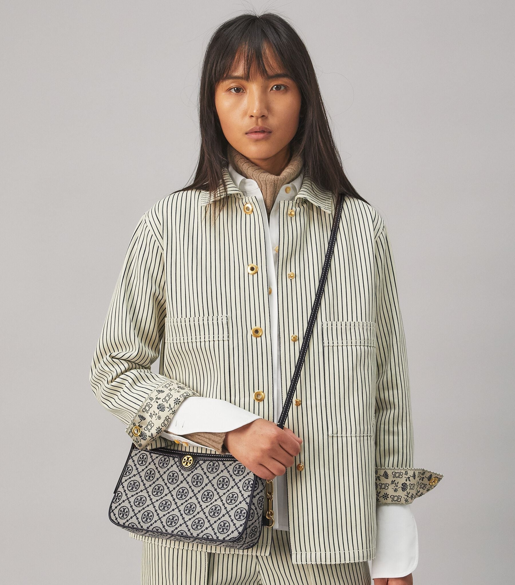 T MONOGRAM JACQUARD STUDIO BAG