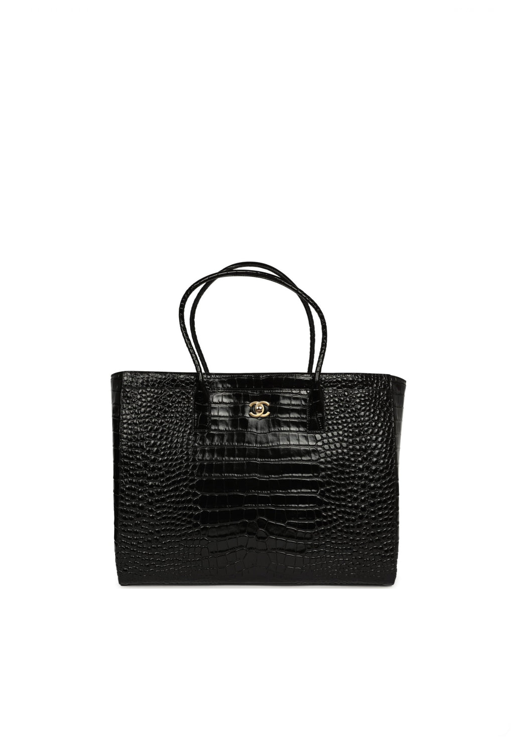 Chanel Large tote Shopping Bag Burgundy Crocodile Embossed