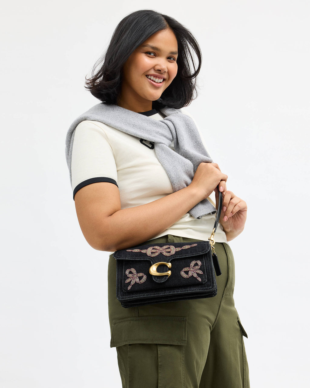 Tabby Shoulder Bag 26 With Beaded Bows