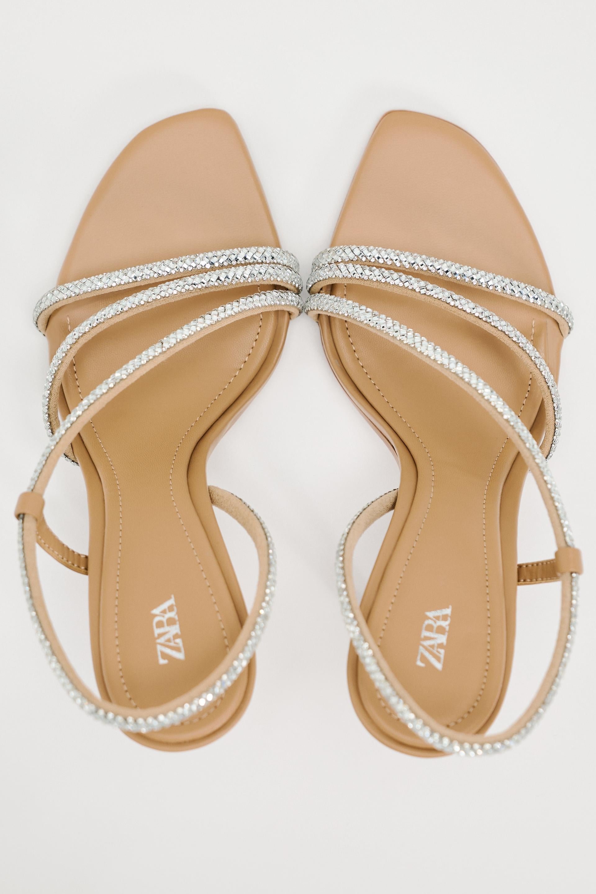 GLITTER STRAP HEEL SANDALS