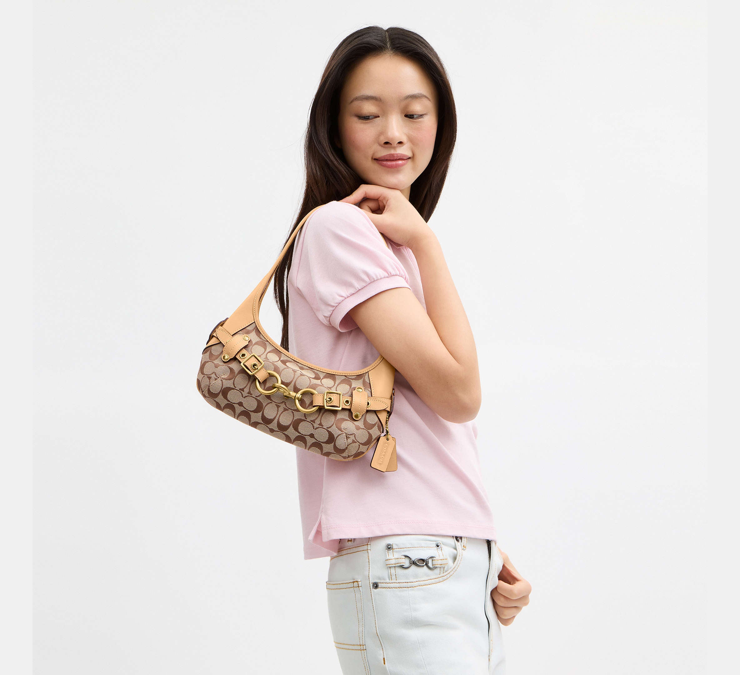 Belted Ergo Shoulder Bag 26 In Signature Jacquard
