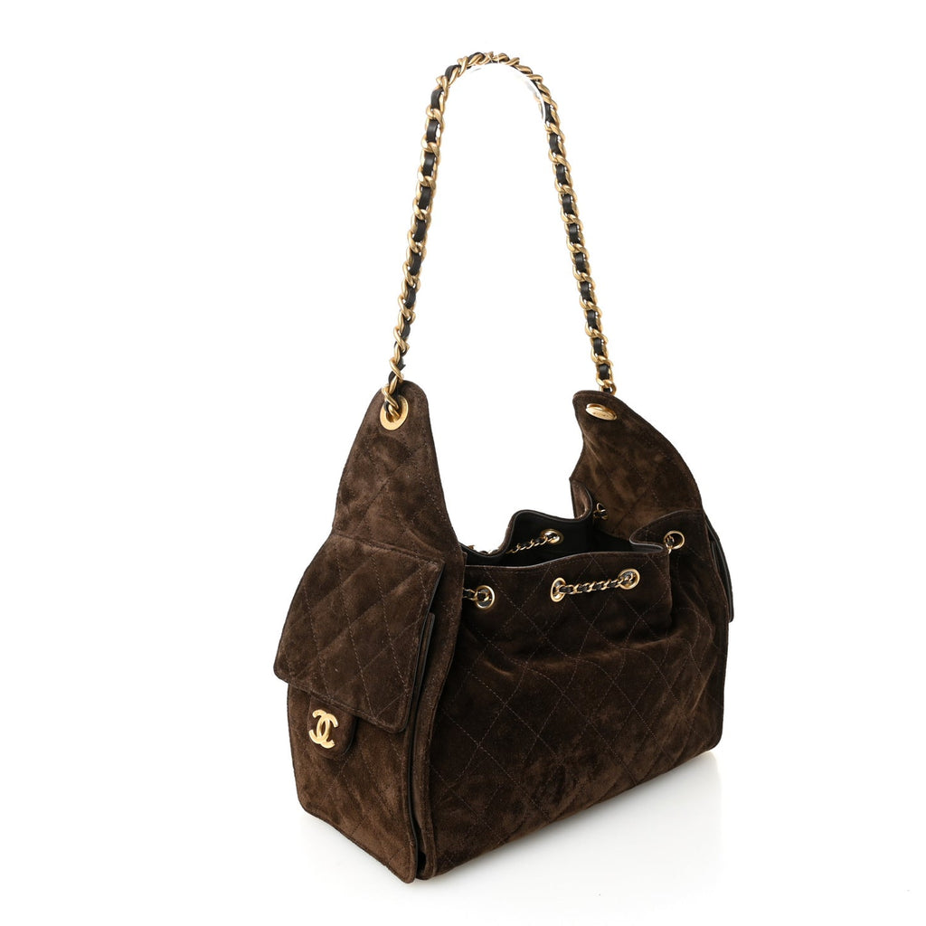 Suede Quilted Small Chanel 25 Handbag