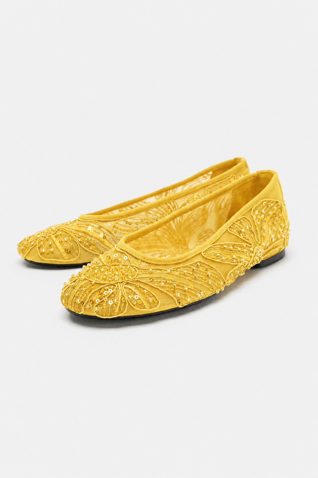 SHINY MESH BALLET FLATS