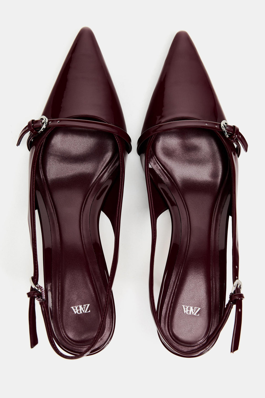 ZARA BURGUNDY BUCKLED SLINGBACK