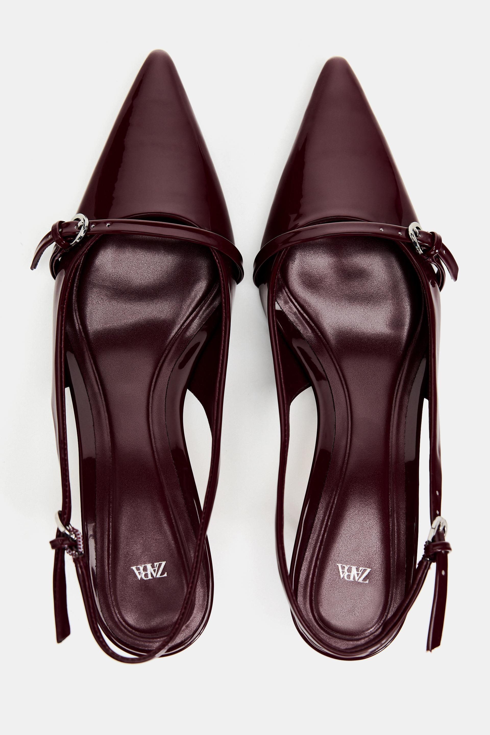ZARA BURGUNDY BUCKLED SLINGBACK