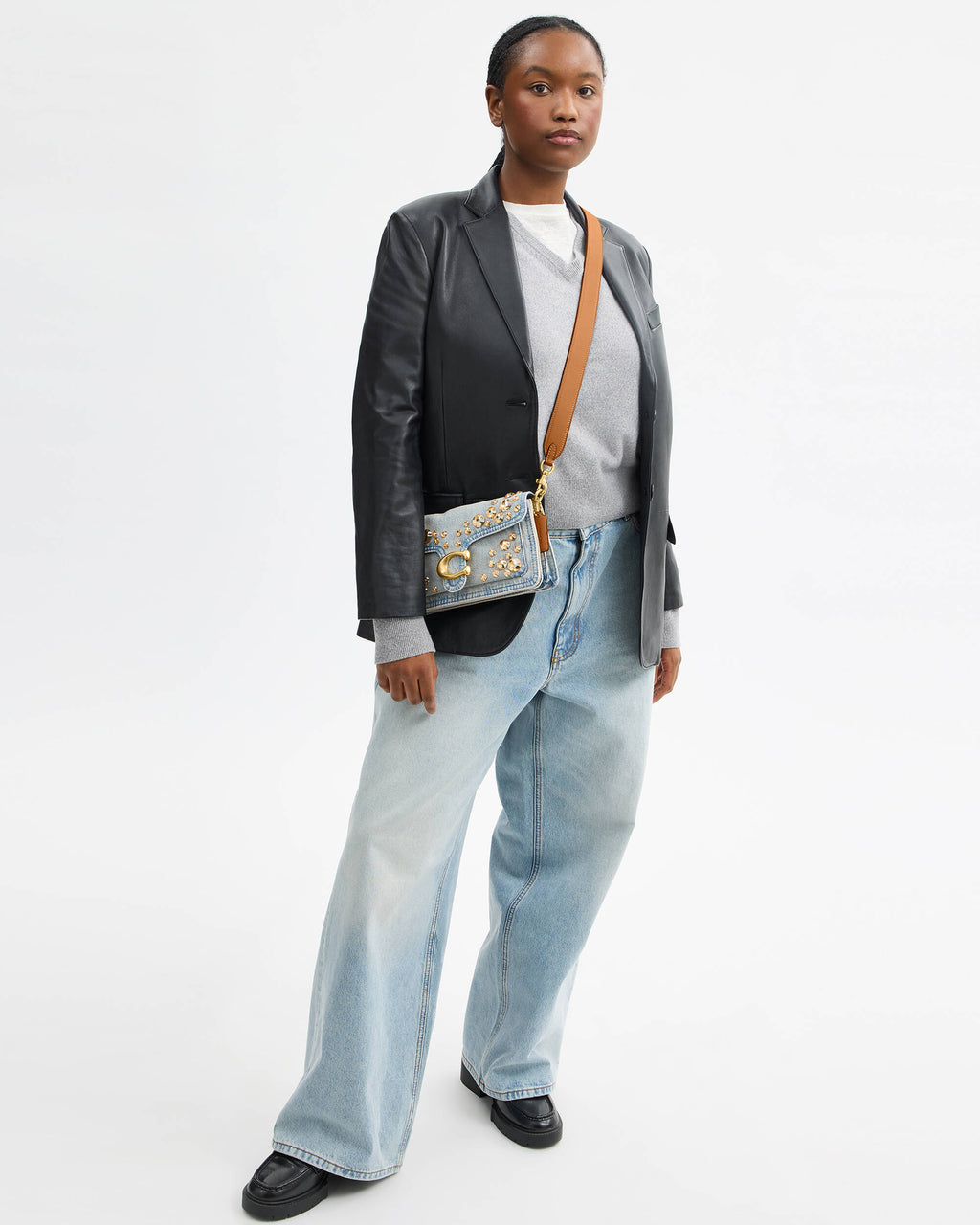 Crystal Denim Tabby Shoulder Bag 26
