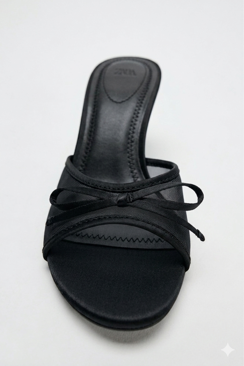 NET SANDALS WITH BOW