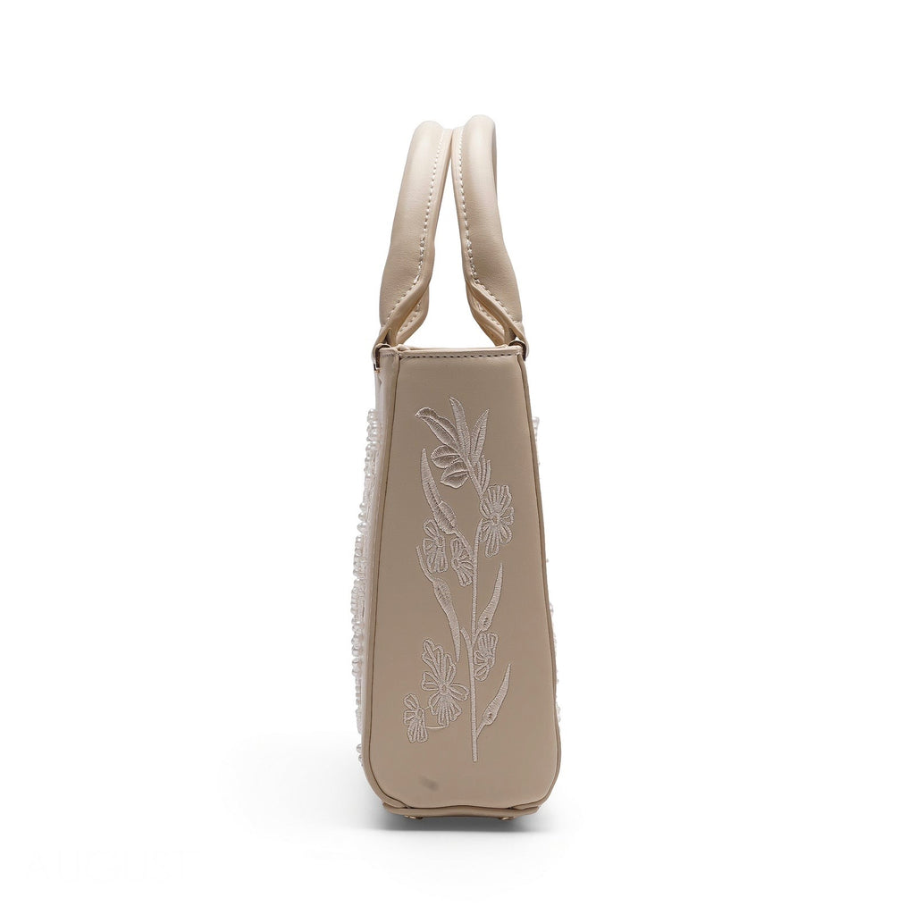 SATIN-EFFECT PEARL HANDBAG