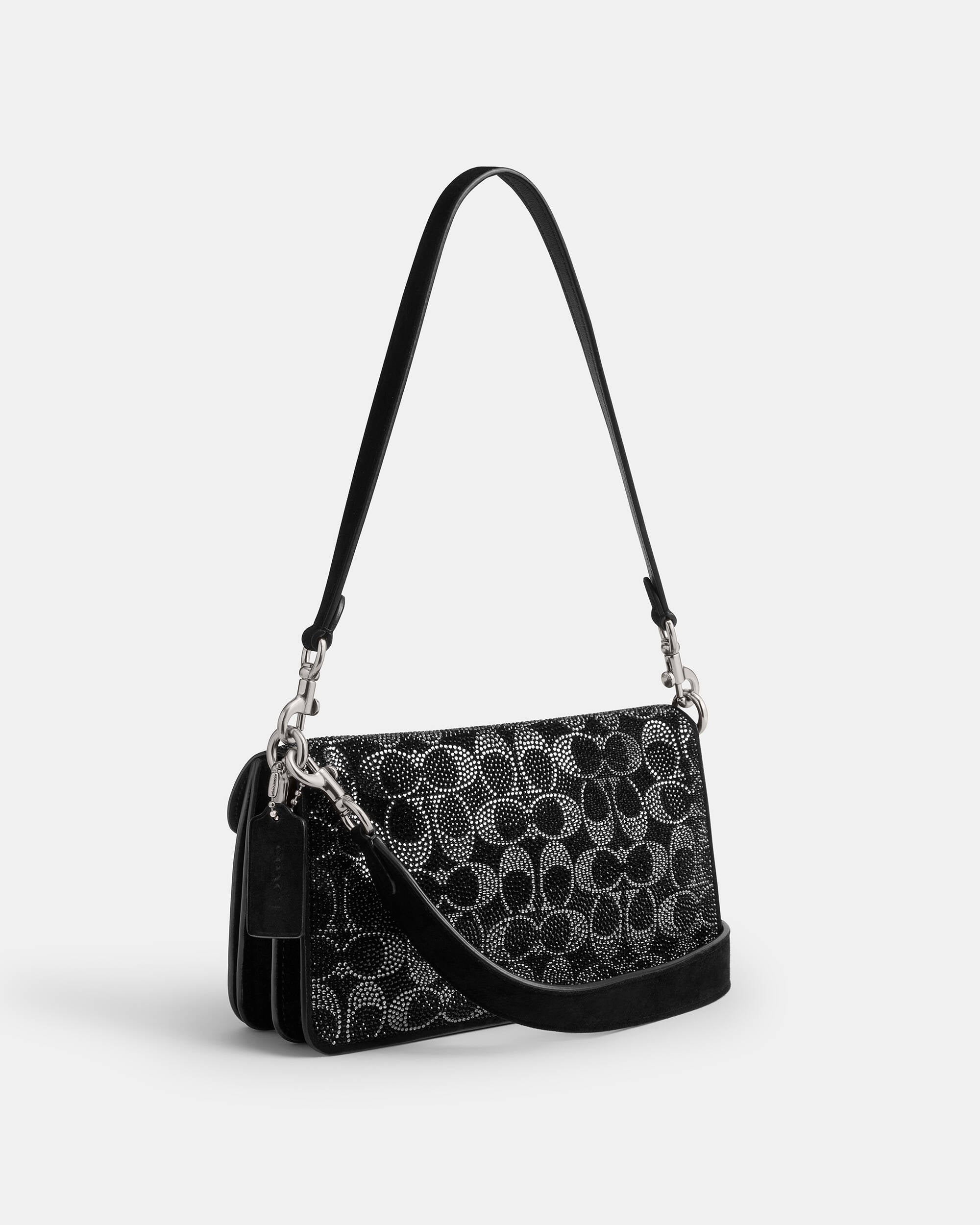 Crystal Suede Signature C Tabby Shoulder Bag 26