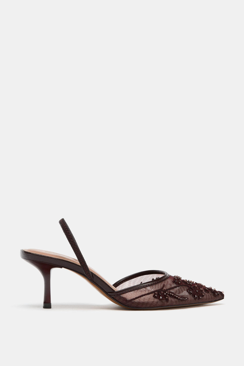 MESH RHINESTONE SLINGBACK HEELS