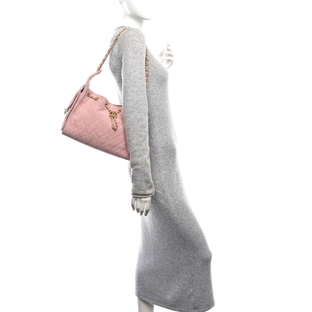 Suede Quilted Small Chanel 25 Handbag
