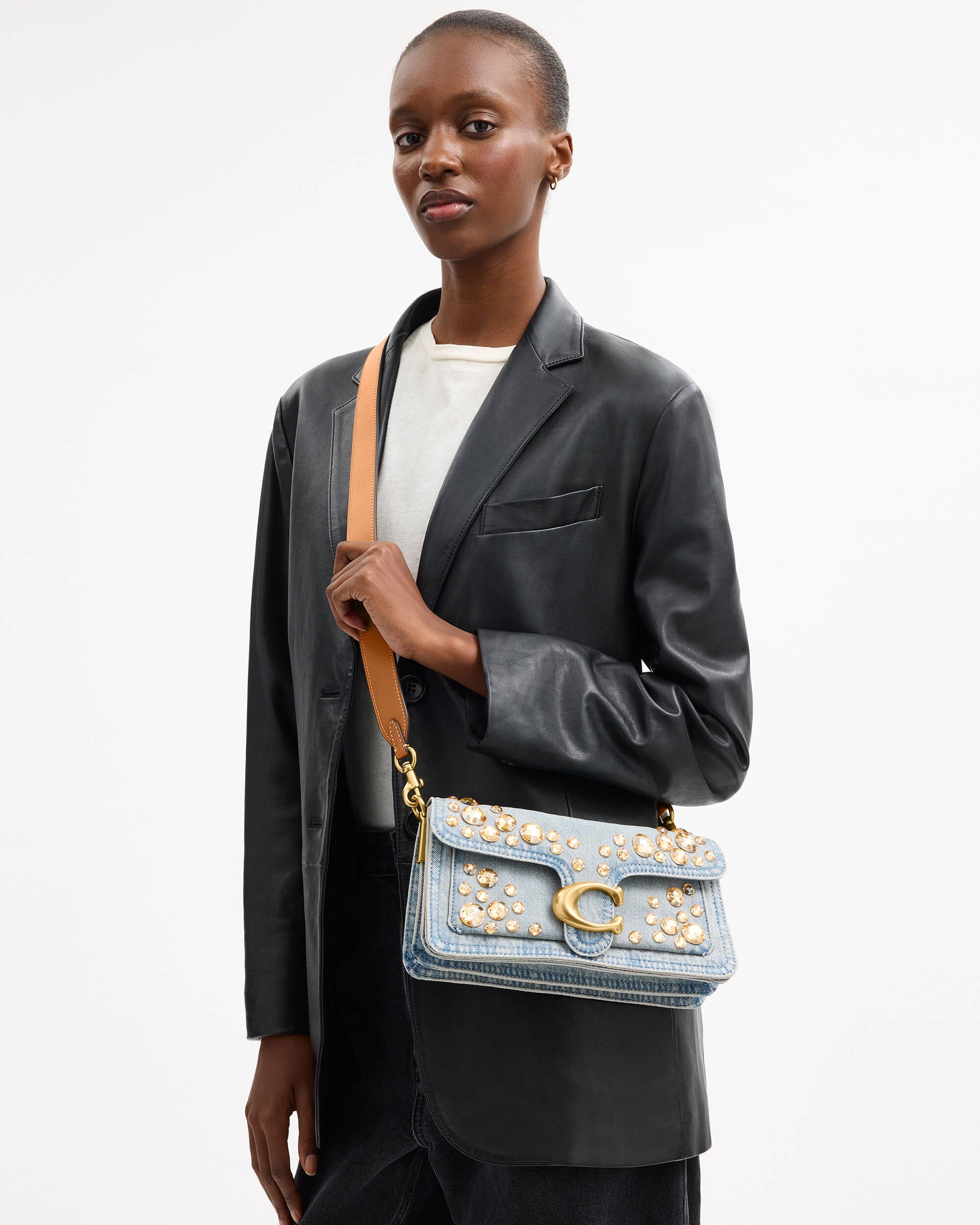 Crystal Denim Tabby Shoulder Bag 26
