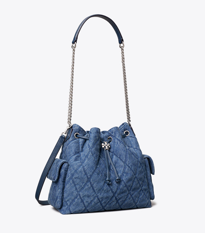 CHARLIE QUILTED DENIM DRAWSTRING SHOULDER BAG (Copy)