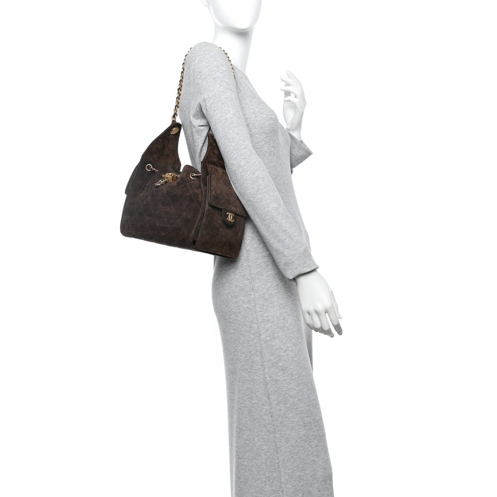 Suede Quilted Small Chanel 25 Handbag