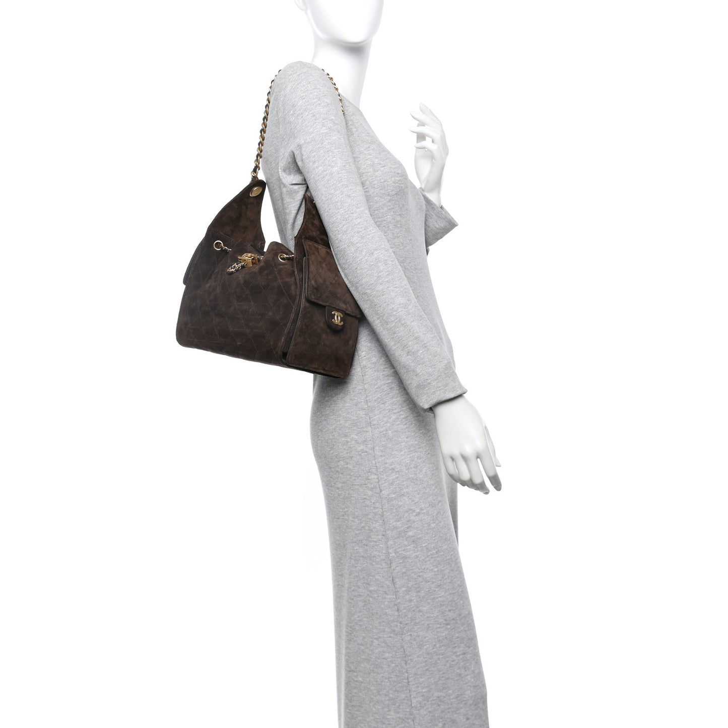 Suede Quilted Small Chanel 25 Handbag