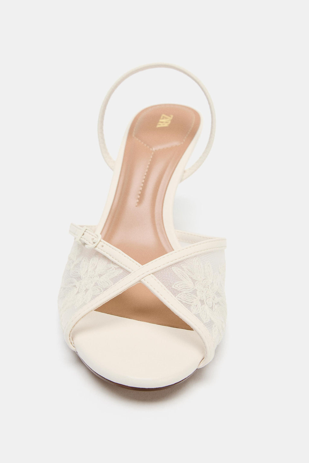 MESH EMBROIDERED HEELED SANDALS