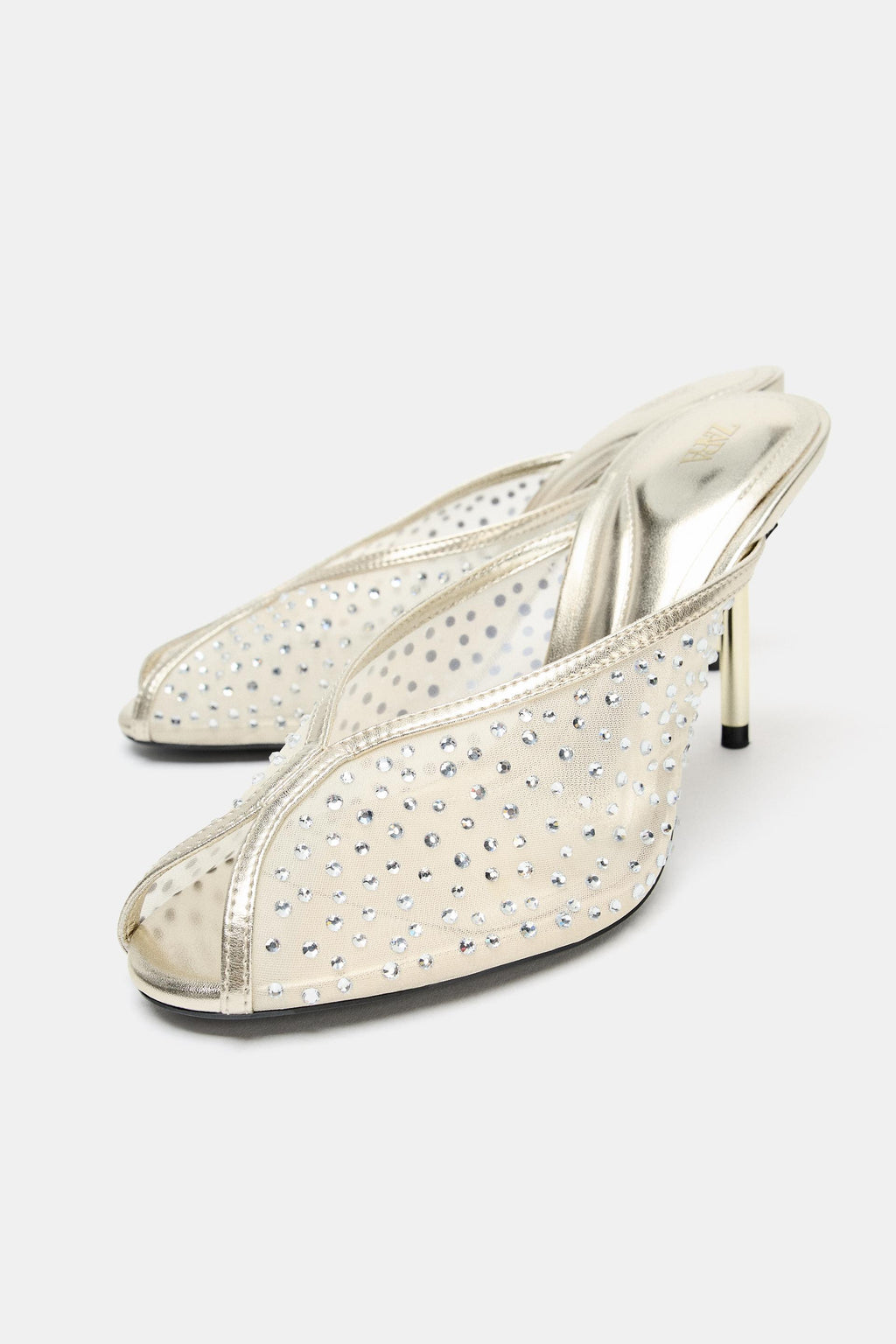 MESH HEEL SANDALS WITH SHINNY DETAIL