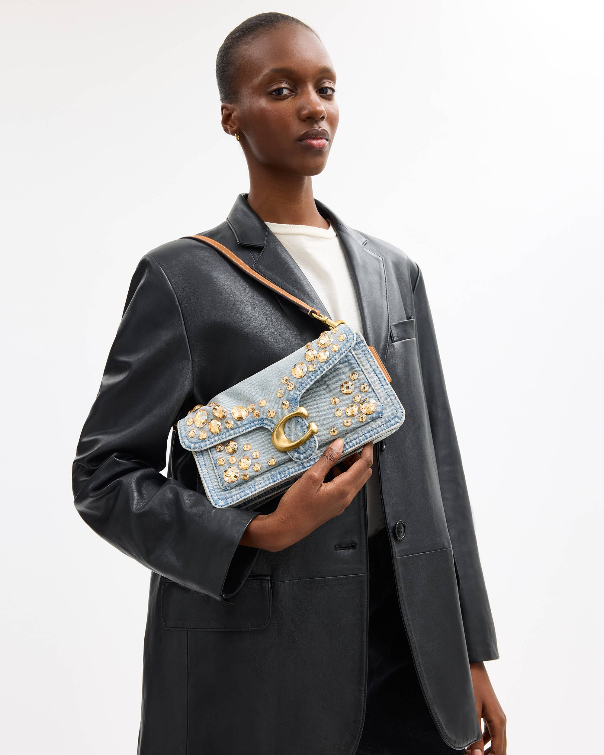 Crystal Denim Tabby Shoulder Bag 26