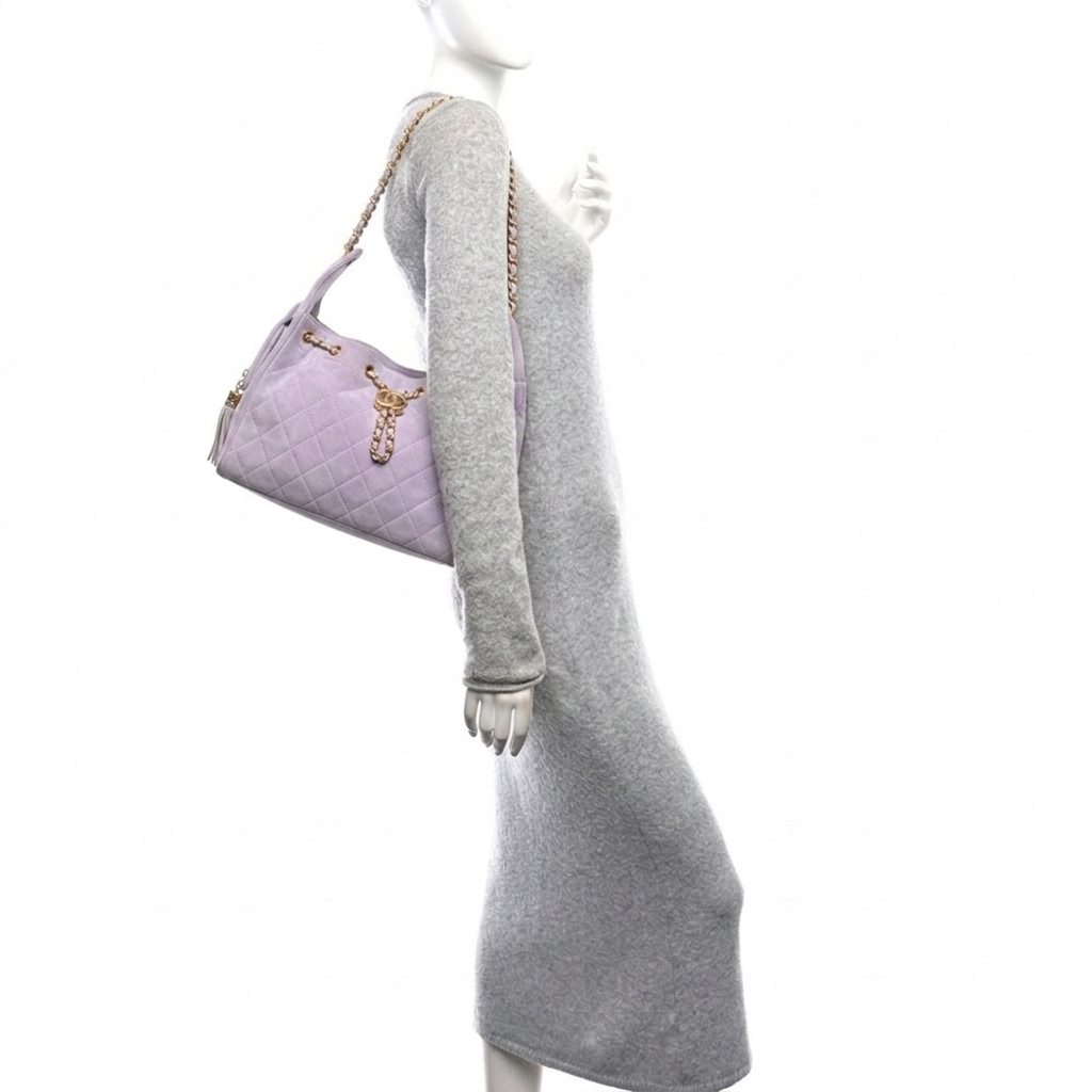 Suede Quilted Small Chanel 25 Handbag
