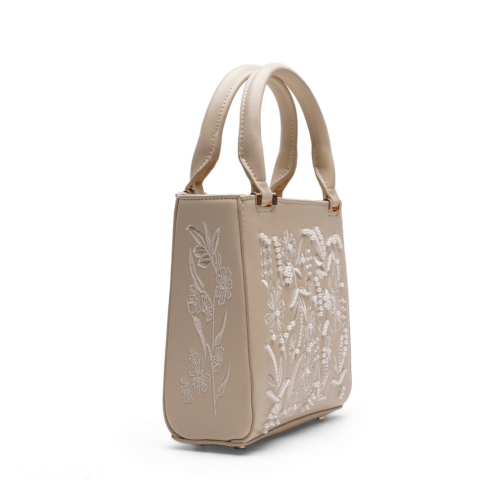 SATIN-EFFECT PEARL HANDBAG