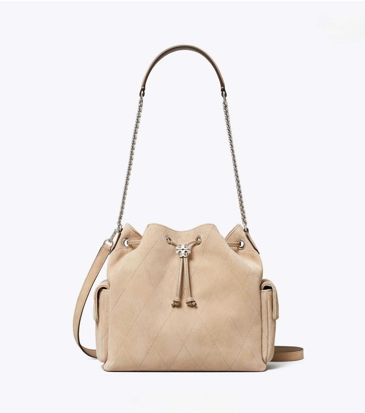 CHARLIE QUILTED DENIM DRAWSTRING SHOULDER BAG