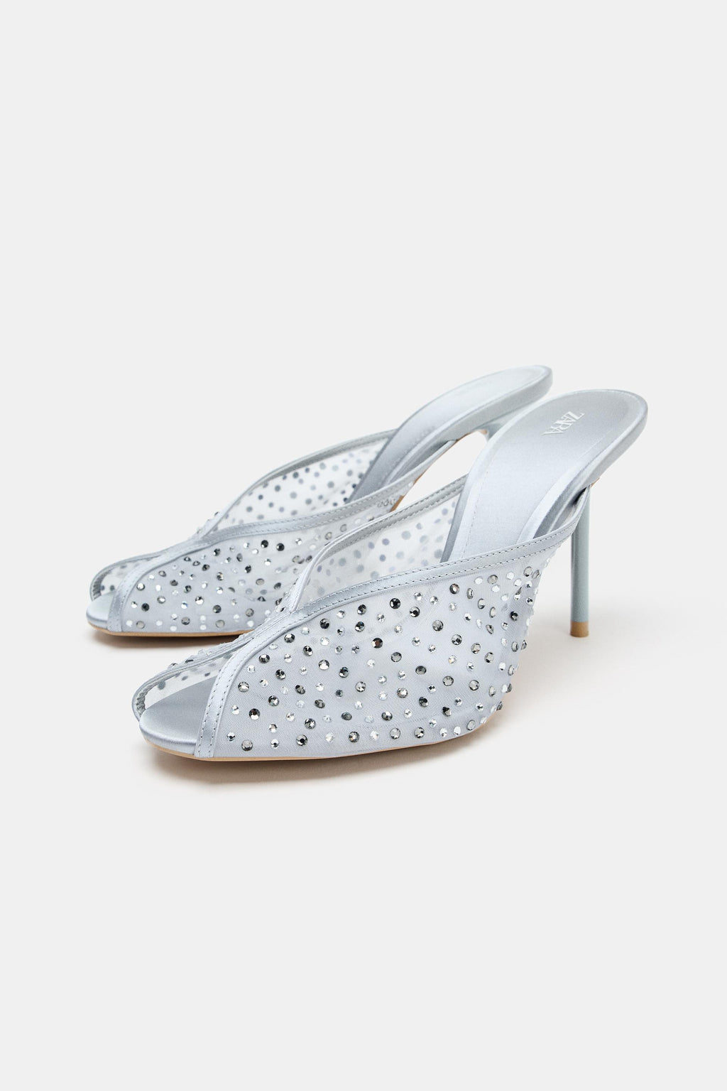 MESH HEEL SANDALS WITH SHINNY DETAIL