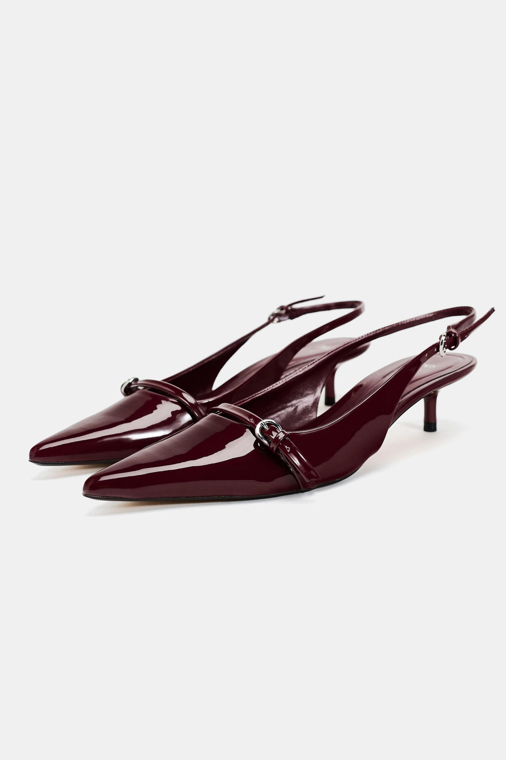 ZARA BURGUNDY BUCKLED SLINGBACK