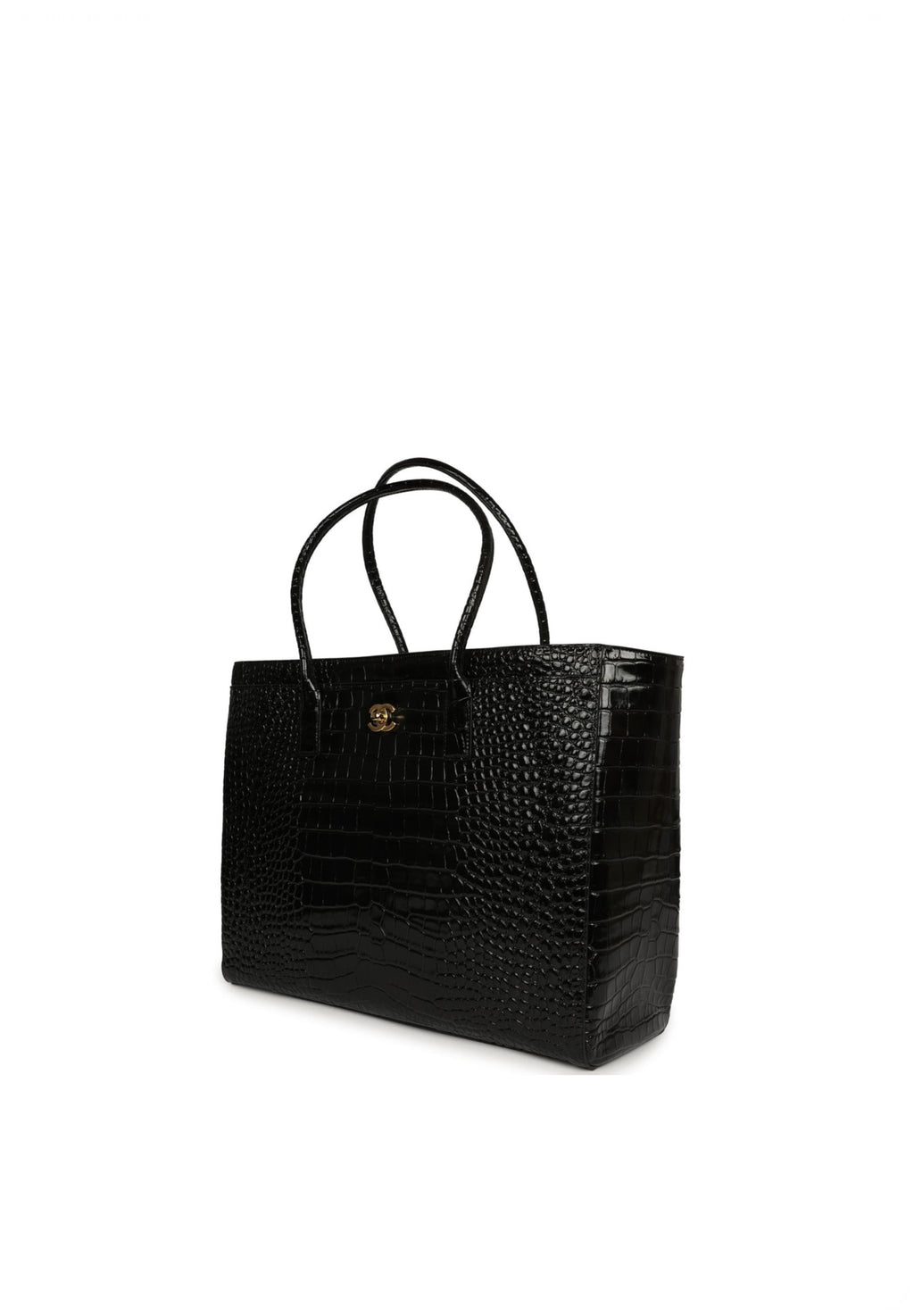 Chanel Large tote Shopping Bag Burgundy Crocodile Embossed