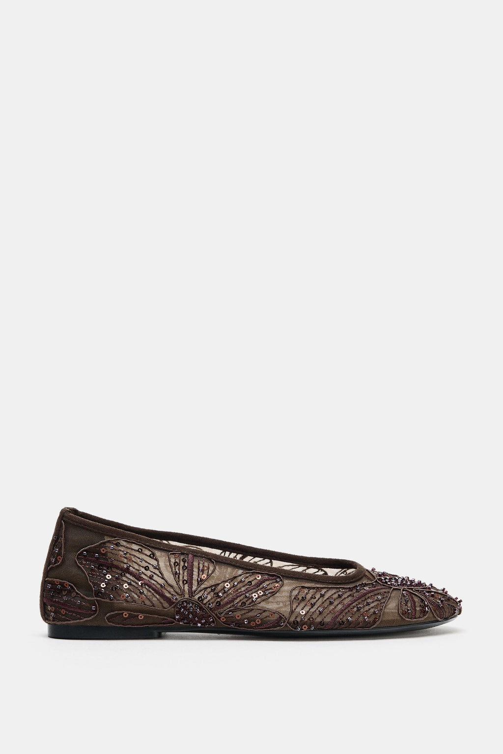EMBROIDERED MESH BALLET FLATS