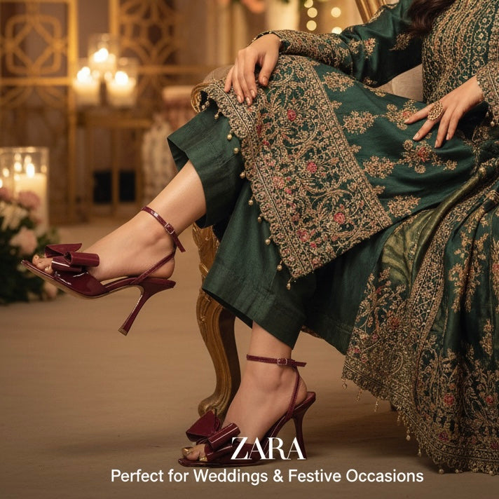 BURGUNDY PATENT BOW HEELS