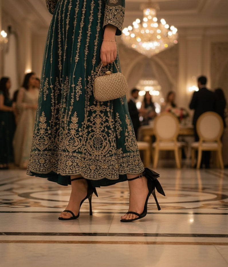 SATIN HEELS WITH BOW