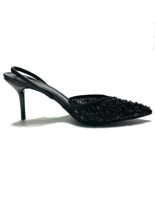 IMPORTED MESH AND BEADED HEELS