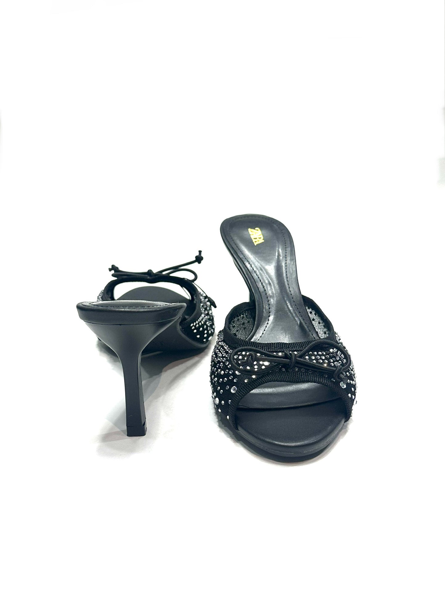 IMPORTED MESH RHINESTONE HEELS