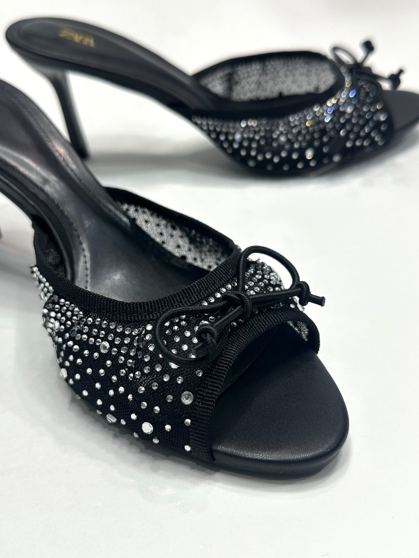 IMPORTED MESH RHINESTONE HEELS