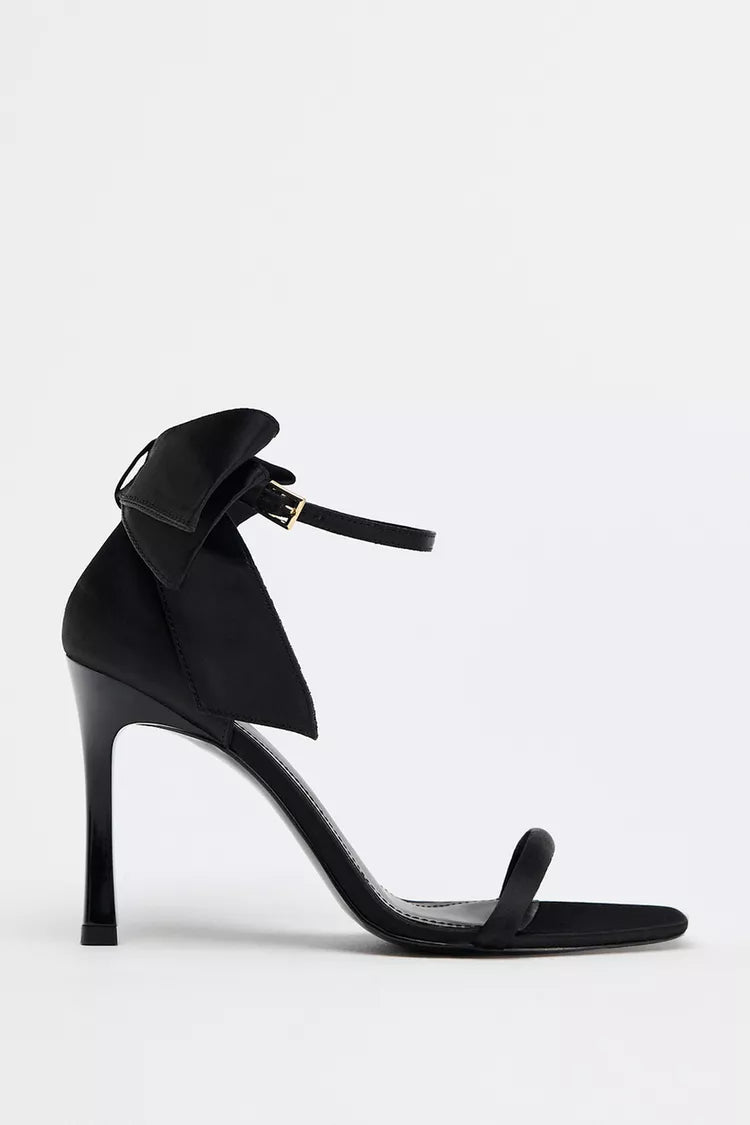SATIN HEELS WITH BOW