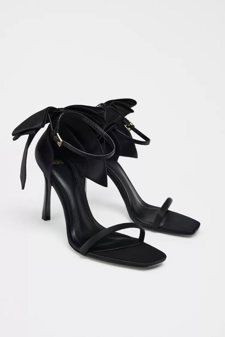 SATIN HEELS WITH BOW