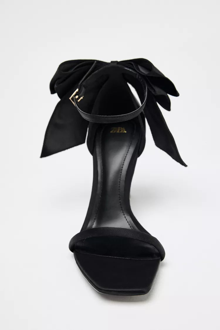 SATIN HEELS WITH BOW