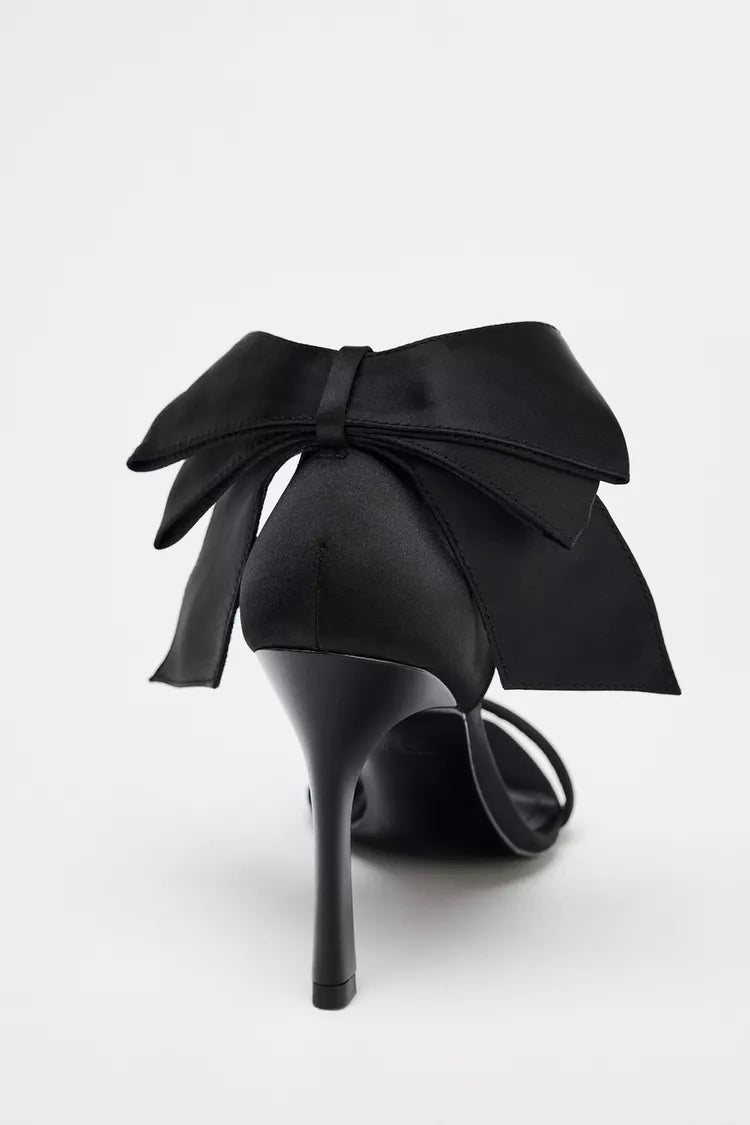SATIN HEELS WITH BOW