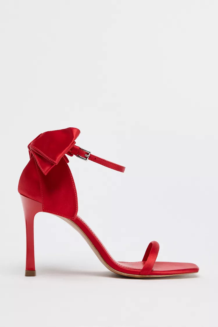 SATIN HEELS WITH BOW