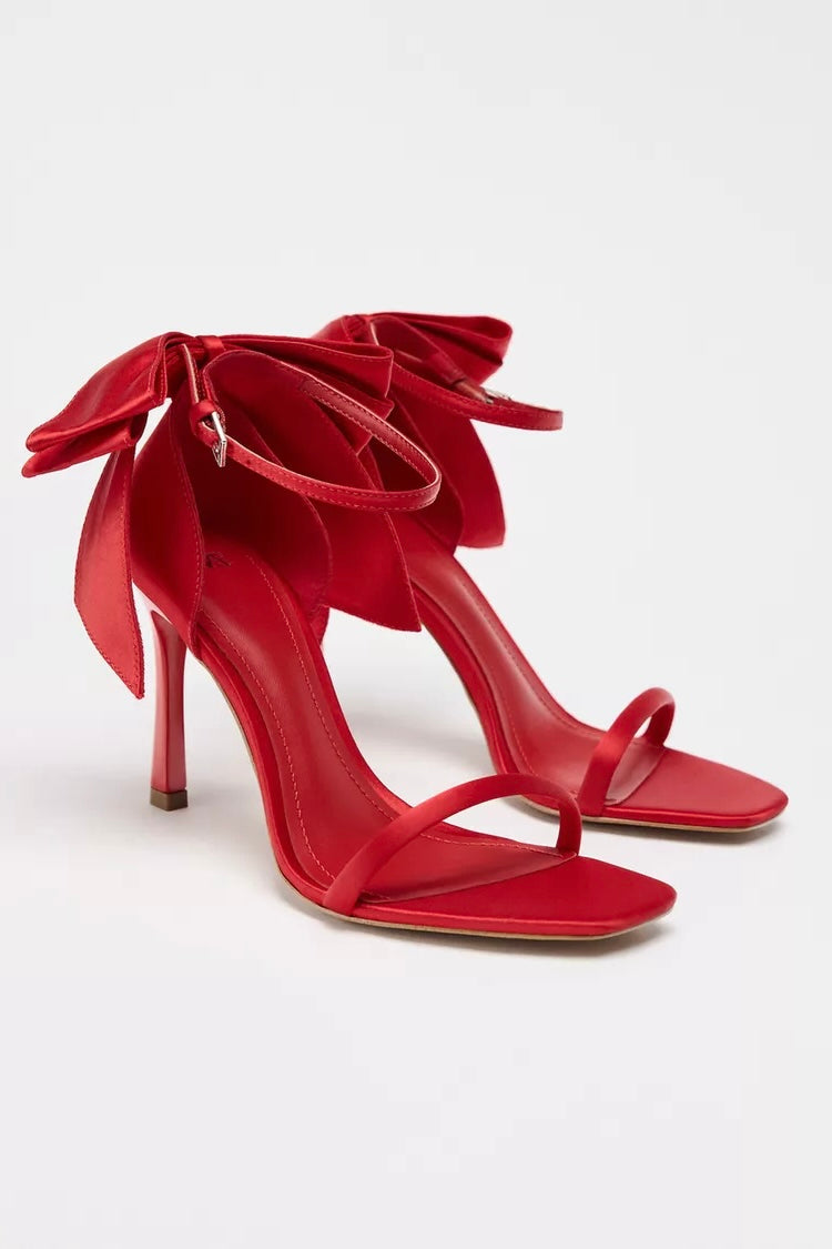 SATIN HEELS WITH BOW