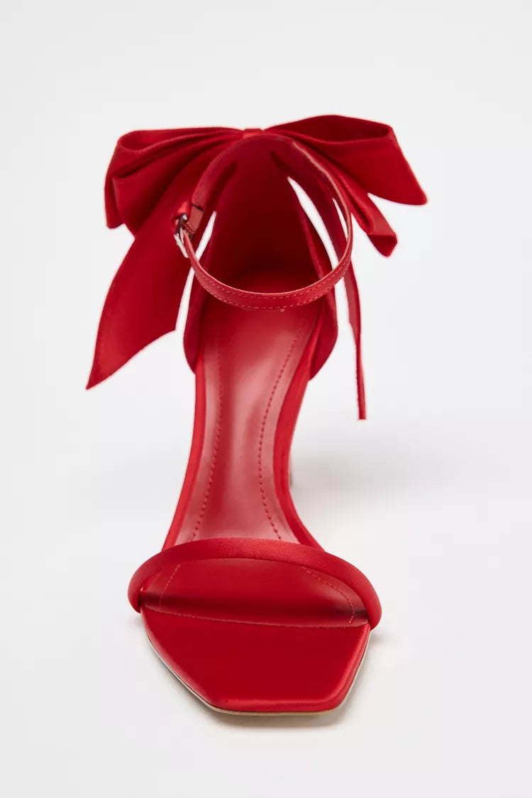 SATIN HEELS WITH BOW
