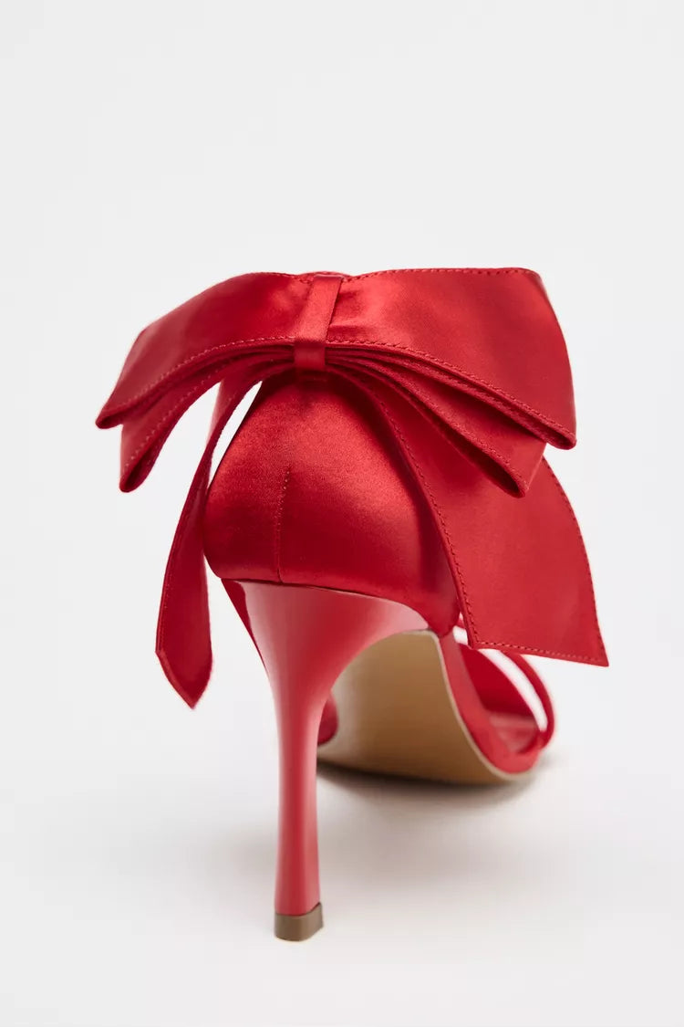SATIN HEELS WITH BOW